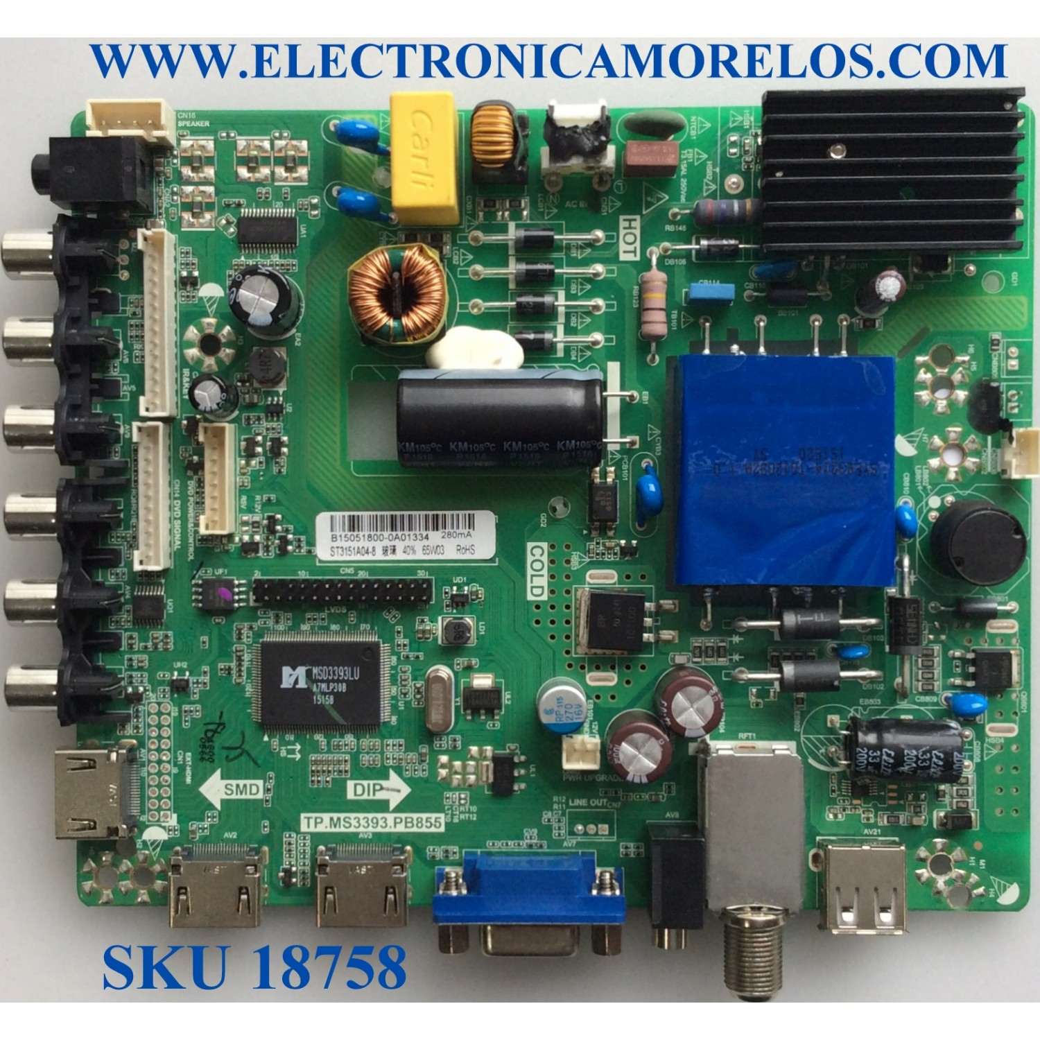MAIN / FUENTE / (COMBO) / APEX B15051800 / TP.MS3393.PB855 / F50TPMS3393PB855001 / E157925 / PANEL ST3151A04-8 / MODELO LE32D5DVD